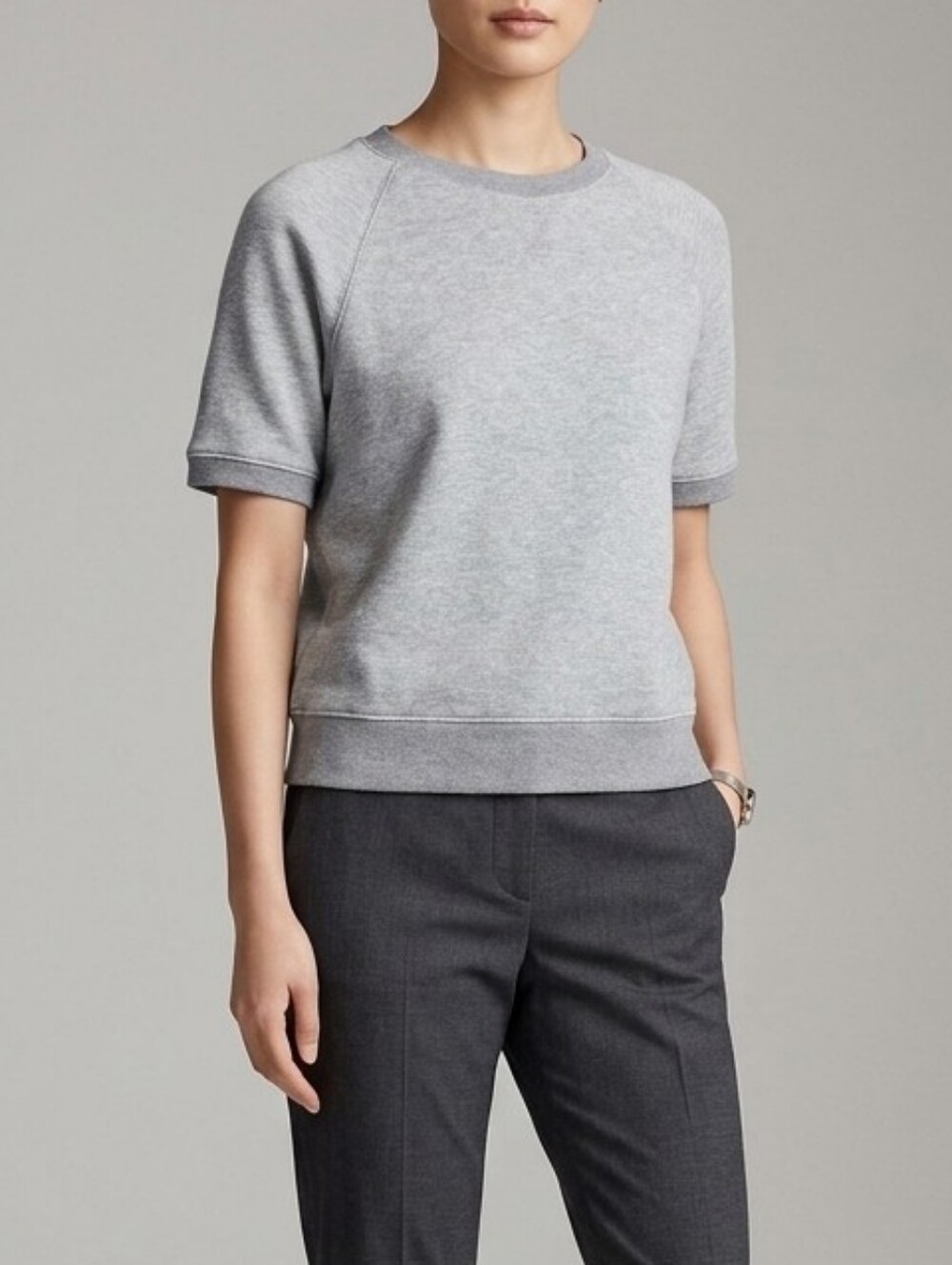 J.Crew Heritage Terry Short-Sleeve Sweatshirt - Grey (Size XS) Warm Cozy Fall
